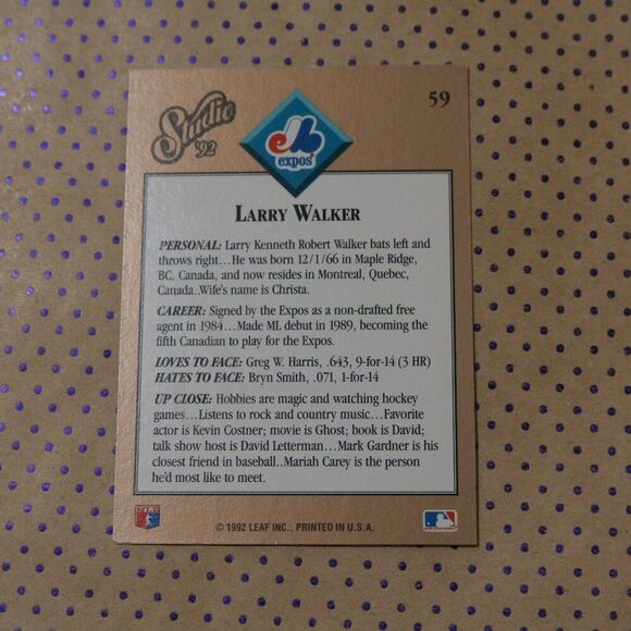 Larry Walker #59 Baseball Card - Picture 2 of 2